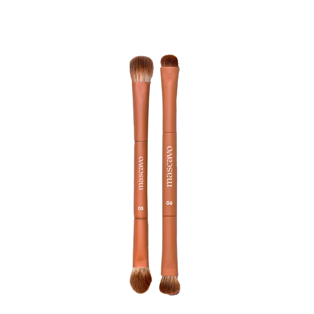 Kit Mascavo Pro Series Pincel de Maquiagem Duplo para Sombra + Multifuncional Rosto