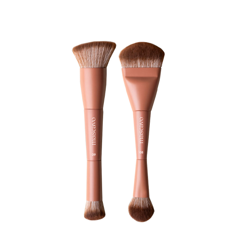 Kit Mascavo Pro Series Pincel de Maquaigem Duplo Base e Corretivo + Duplo Multifuncional