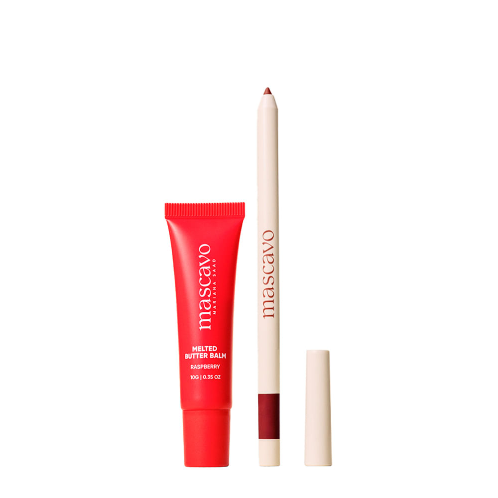 Kit Mascavo Wonder Lips Lapiseira Labial Mauve 0,3g + Lip Balm Raspberry 10g