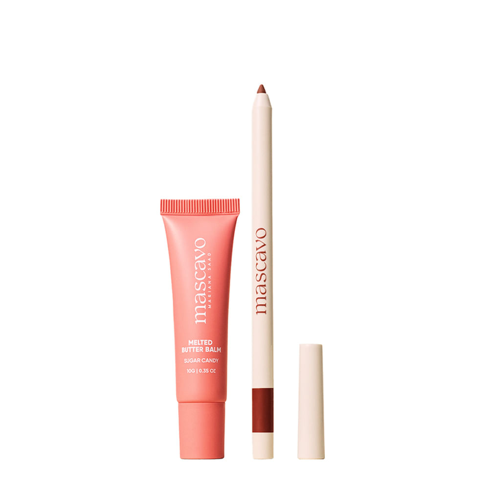 Kit Mascavo Wonder Lips Lapiseira Labial Cocoa 0,3g + Lip Balm Sugar Candy 10g