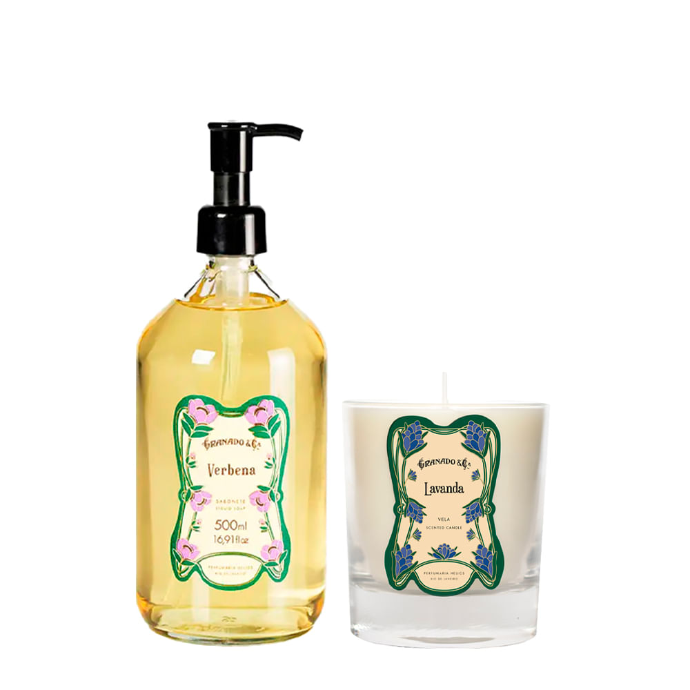 Kit Granado Vintage Verbena Sabonete Líquido Corporal 500ml + Vela Lavanda 250g