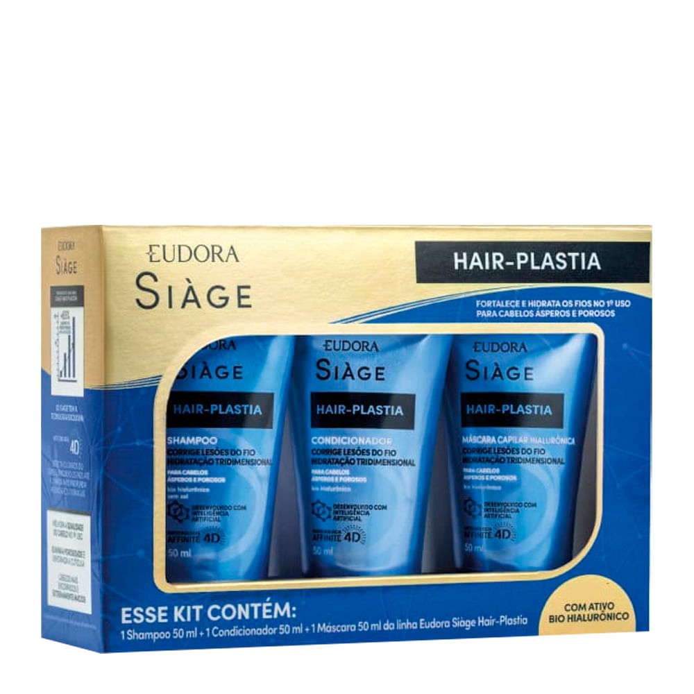 Kit Eudora Siàge Hair Plastia Shampoo 50ml + Condicionador 50ml + Máscara 50ml