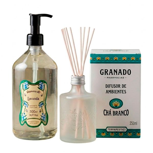 Kit Granado Vintage Sabonete Líquido Corporal 500ml + Difusor Terrapeutics Chá Branco 250ml Kit