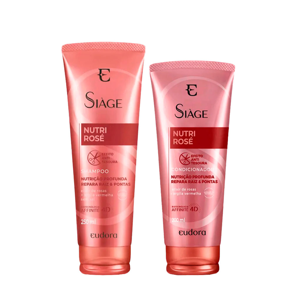 Kit Eudora Siàge Nutri Rose 4D - Shampoo 250ml + Condicionador 200ml