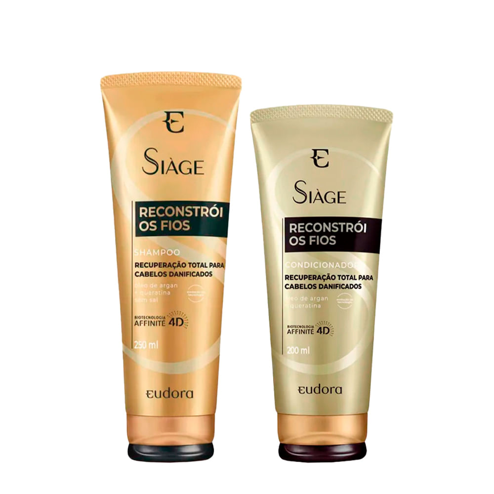 Kit Eudora Siàge Reconstrói os Fios 4D - Shampoo 250ml + Condicionador 200ml
