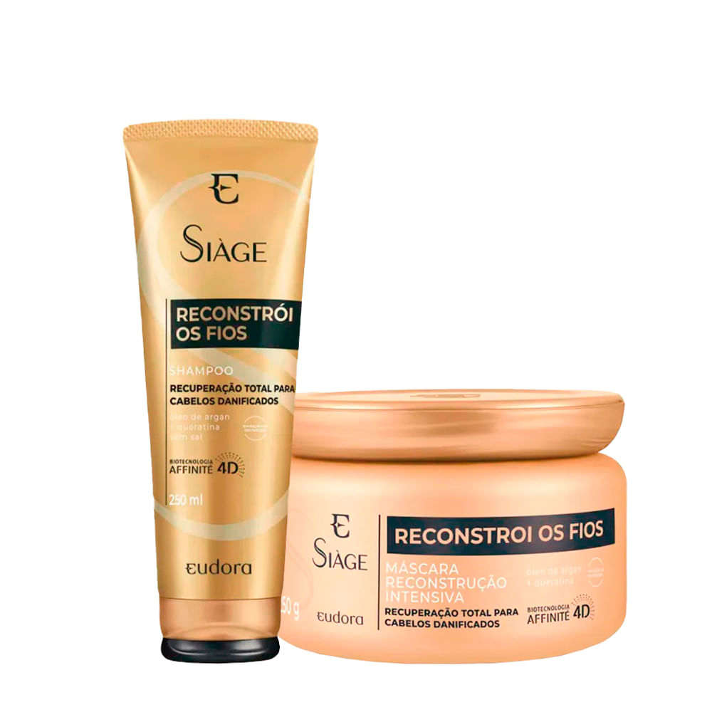 Kit Eudora Siàge Reconstrói os Fios 4D - Shampoo 250ml + Máscara de Reconstrução 250g
