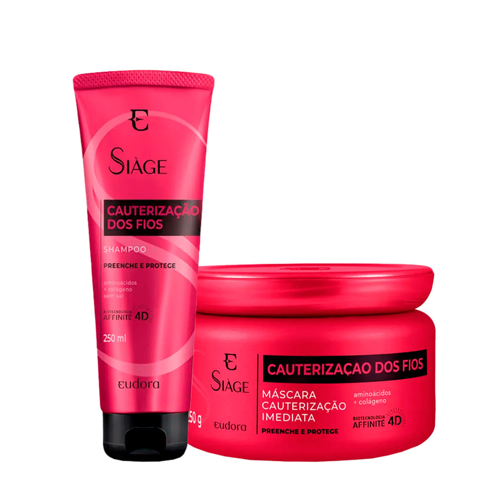 Kit Eudora Siàge Cauterização dos Fios 4D - Shampoo 250ml + Máscara de Cauterização 250g