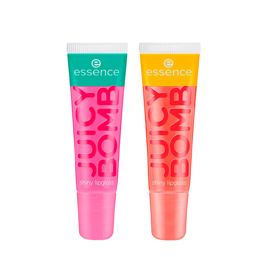 Kit Essence Gloss Labial Líquido Cintilante Juicy Bomb 102 Witty Watermelon 10ml + Gloss 103 Proud Papaya 10ml