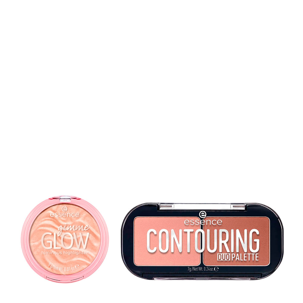 Kit Essence Paleta de Contorno Matte Contouring Duo 7g + Iluminador Compacto em Pó Gimme Glow 10 Nude 9g