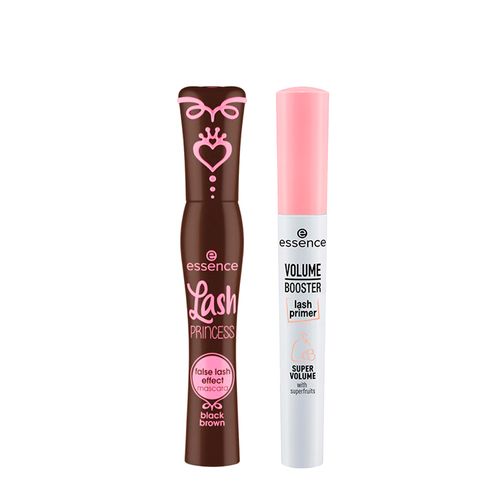Kit Essence Primer para Cílios Alongadora Volume Branco 7ml + Máscara para Cílios Alongadora Lash Princess Marrom 12ml