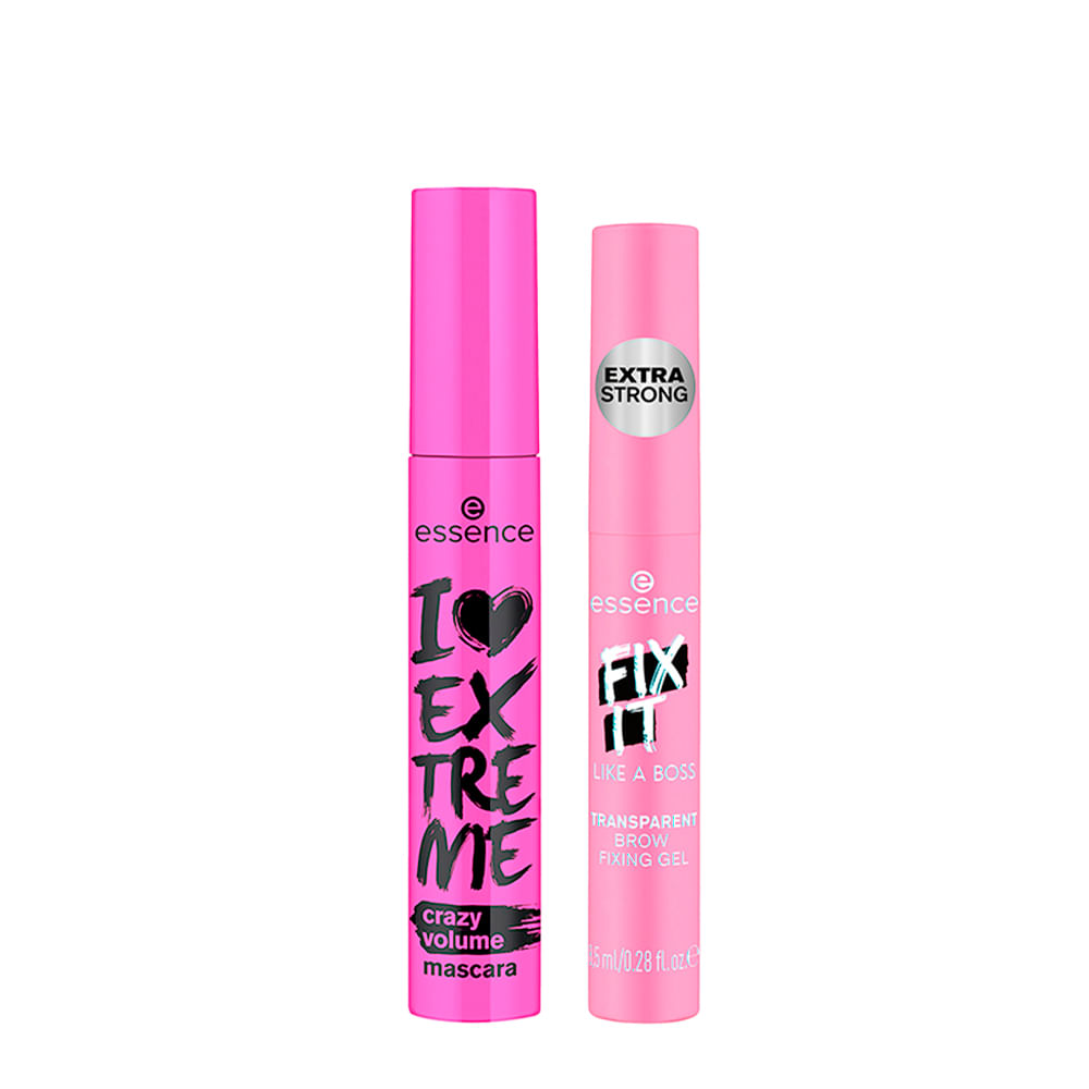 Kit Essence Máscara para Cílios I Love Extreme Crazy Volume Preta 12ml + Máscara para Cílios 8,5ml