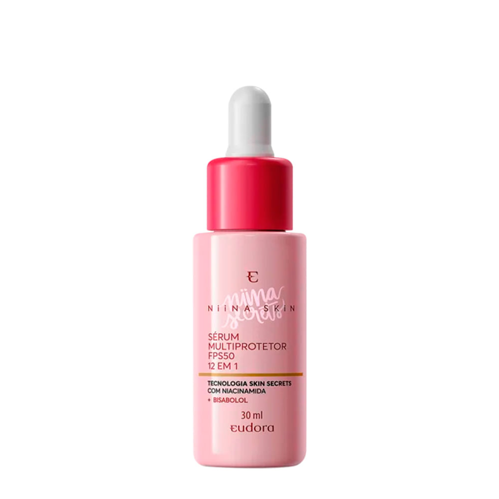 Sérum Multiprotetor Facial 12 em 1 Eudora Niina Secrets Niina Skin FPS 50 30ml