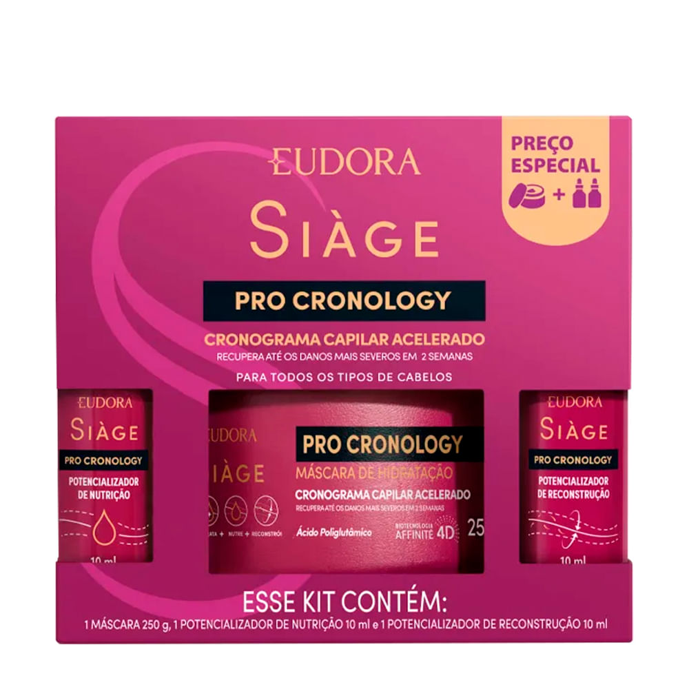 Kit Eudora Siàge Pro Cronology Cronograma Capilar Acelerado - 3 Produtos