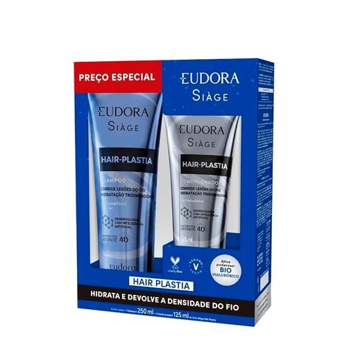 Kit Siàge Eudora Hair Plastia Shampoo 250ml + Condicionador 125ml