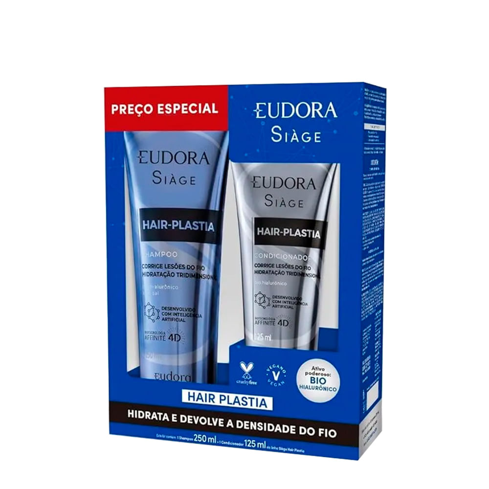 Kit Siàge Eudora Hair Plastia Shampoo 250ml + Condicionador 125ml