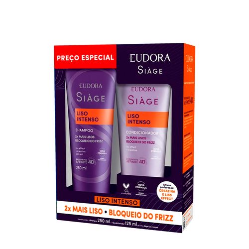 Kit Siàge Eudora Liso Intenso Shampoo 250ml + Condicionador 125ml