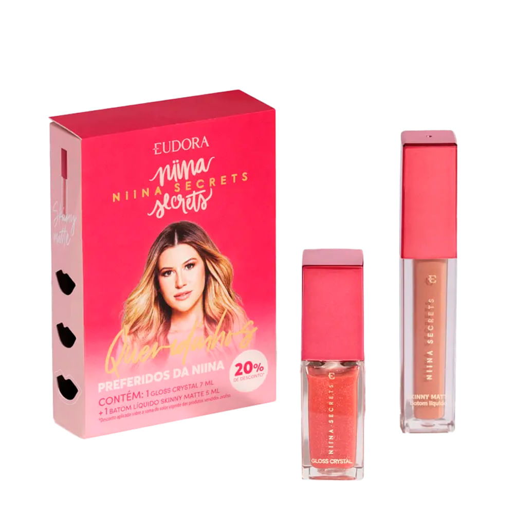 Kit Eudora Queridinhos da Niina Batom Líquido Matte 5ml + Gloss Crystal 7ml