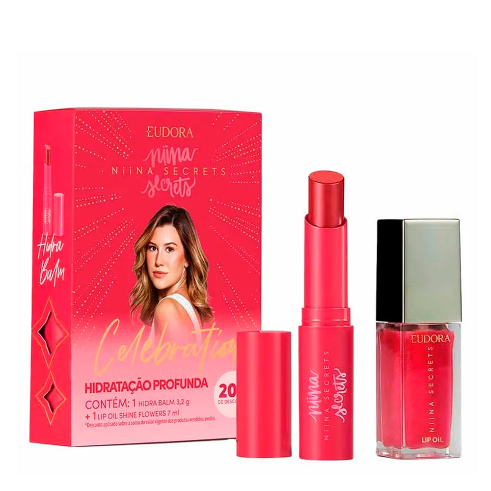 Kit Eudora Niina Secrets Celebration Hydra Balm 3,2g + Lip Oil 7ml