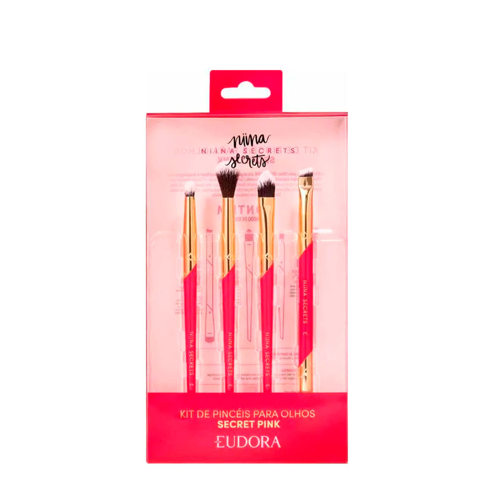 Kit Pincel para Olhos Eudora Niina Secrets Secret Pink - 4 Unidades