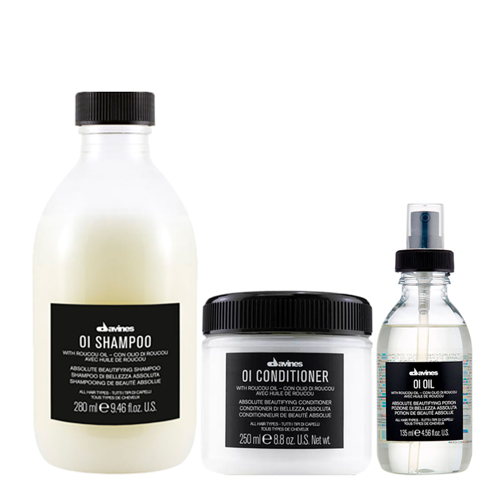 Kit Davines Essential Haircare Oi - Shampoo 280ml + Condicionador 250ml + Oi Oil 135ml