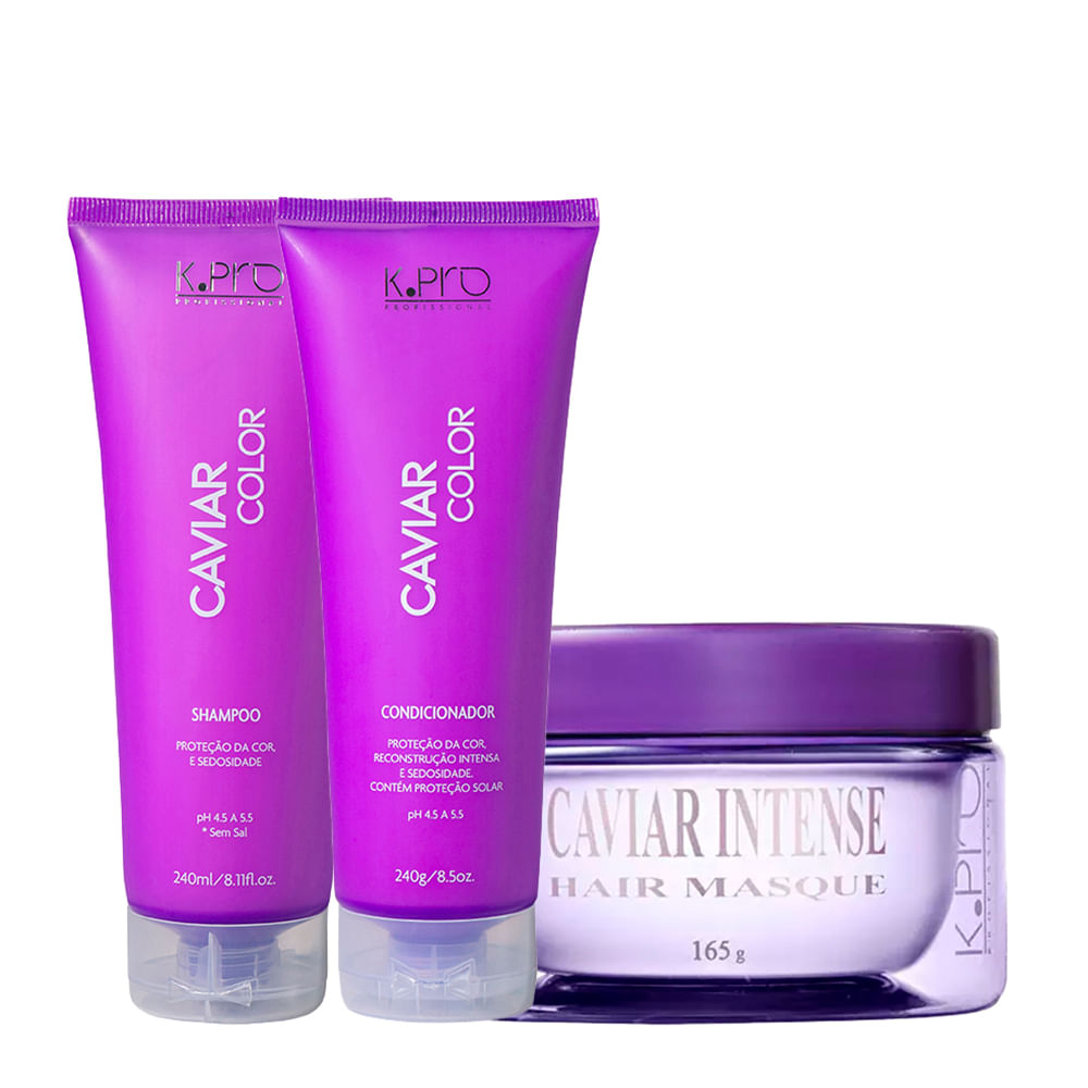 Kit K-Pro Profissional Caviar - Shampoo 240ml + Condicionador 240g + Máscara 165g