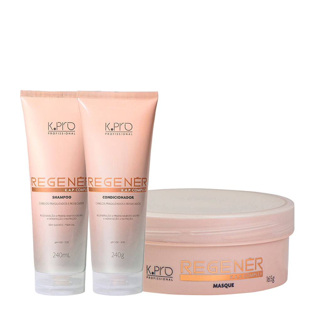 Kit K-Pro Profissional Regenér K.A.P Complex -Shampoo 240ml + Condicionador 240g + Máscara 165g