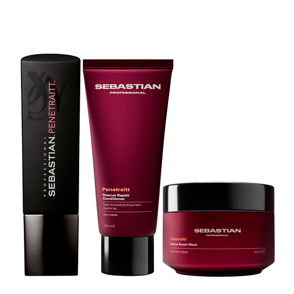 Kit Sebastian Professional Penetraitt - Shampoo 250ml + Condicionador 250ml + Máscara 150ml