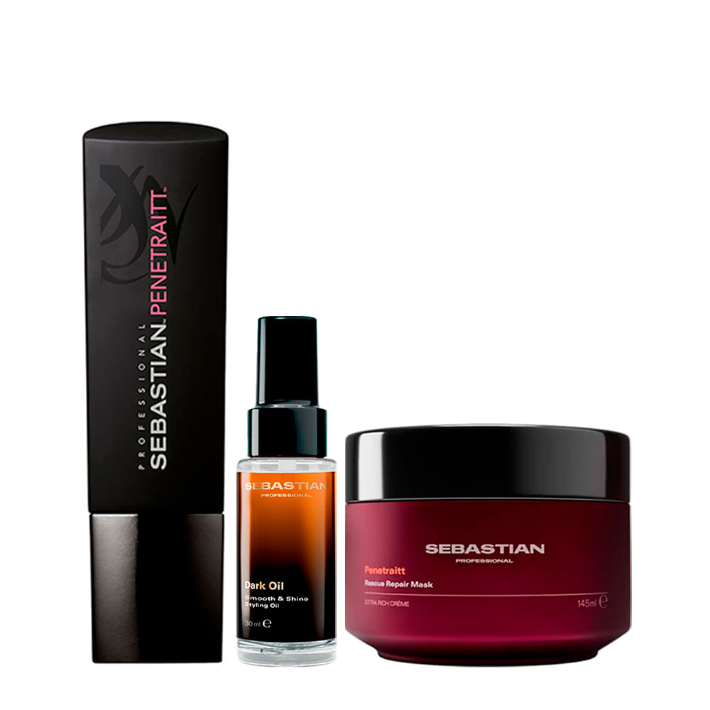 Kit Sebastian Professional Shampoo Penetraitt 250ml + Máscara 150ml + Óleo 30ml