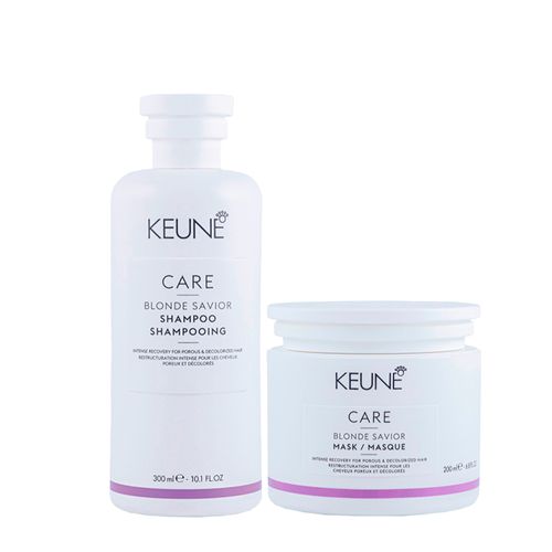 Kit Keune Cuidado da Cor Blonde Savior - Shampoo 300ml + Máscara de Reparação 200ml