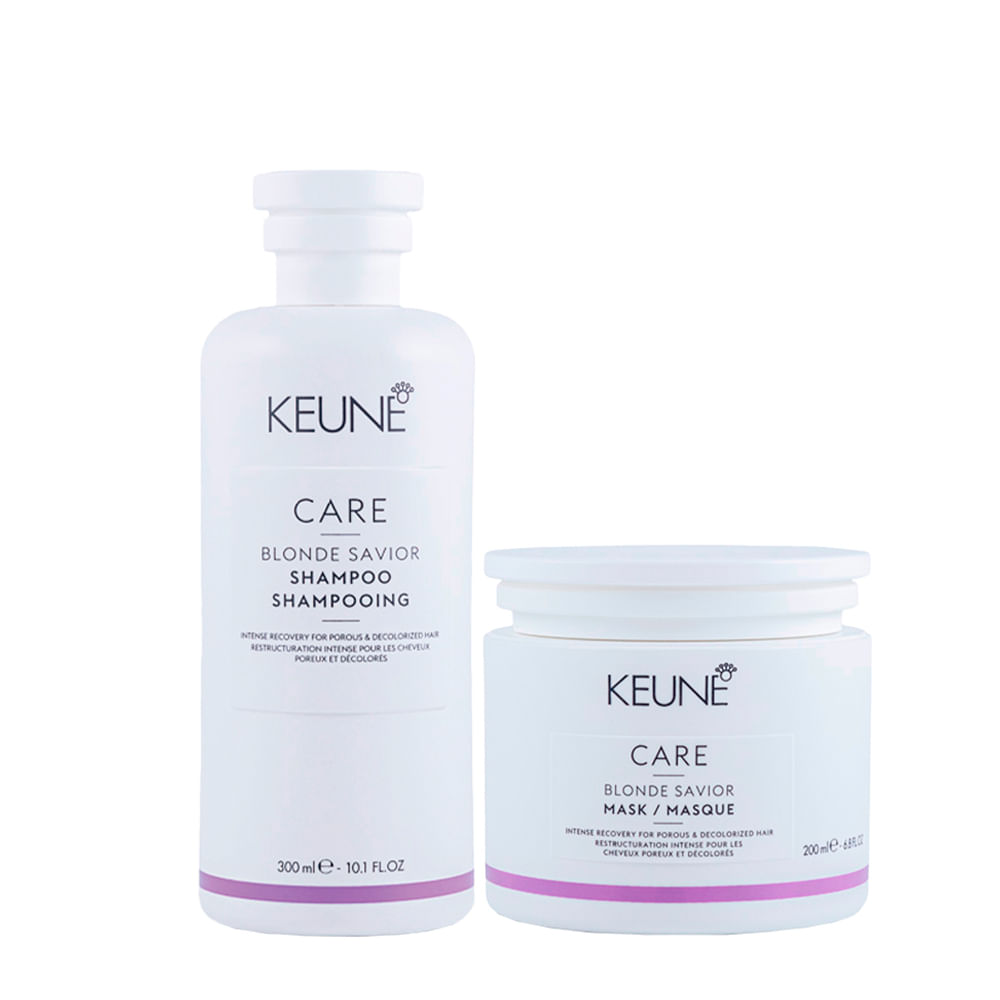 Kit Keune Cuidado da Cor Blonde Savior - Shampoo 300ml + Máscara de Reparação 200ml