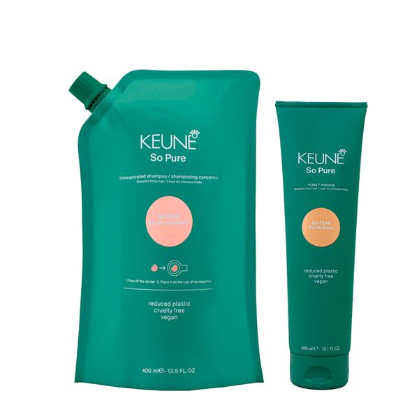 Kit Keune So Pure Polish Shampoo Refil 400ml + Máscara 300ml