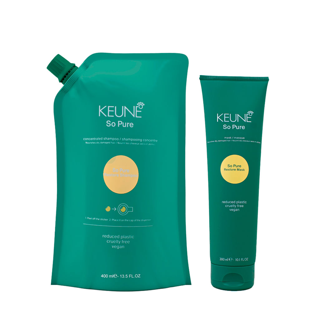 Kit Keune So Pure Restore Shampoo Refil 400ml + Máscara 300ml