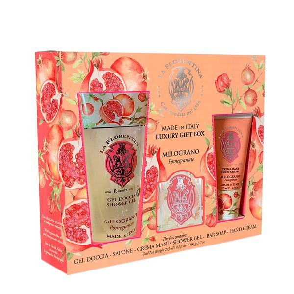 Kit La Florentina Big Ritual Romã - Creme para as Mãos 75 ml + Sabonete em Barra 106 g + Gel de Banho 200 ml Kit