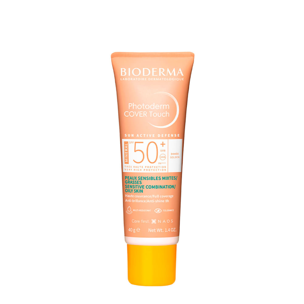 Protetor Solar Facial Bioderma Photoderm Cover Touch FPS 50+ 03 Médio Dorée 40g