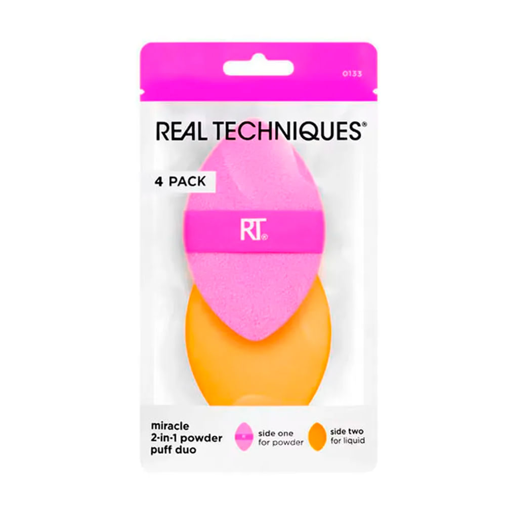Kit Esponjas Puff 2 em 1 Real Techniques com 4 Unidades