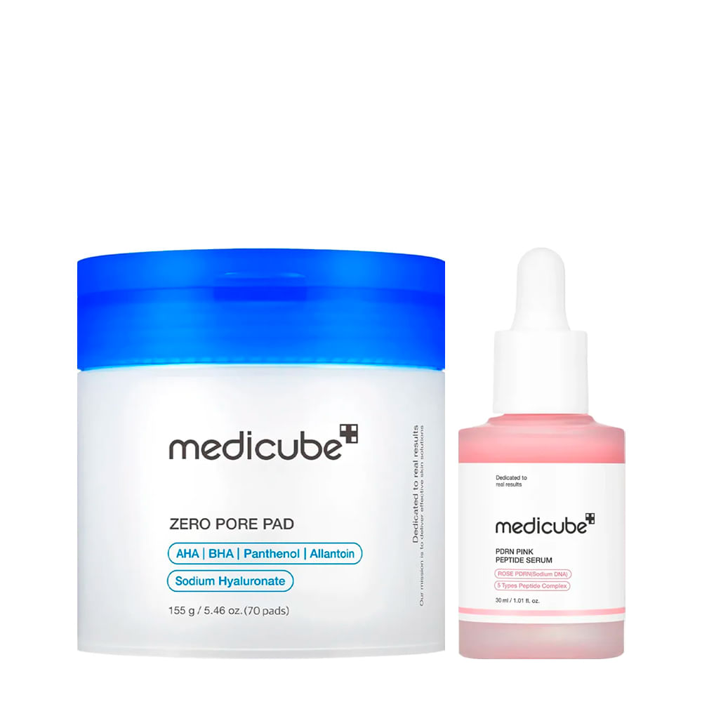 Kit Medicube Zero Pore Disco Esfoliante Facial - 70 Unidades + Pdrn Pink Peptide Sérum Facial 30ml