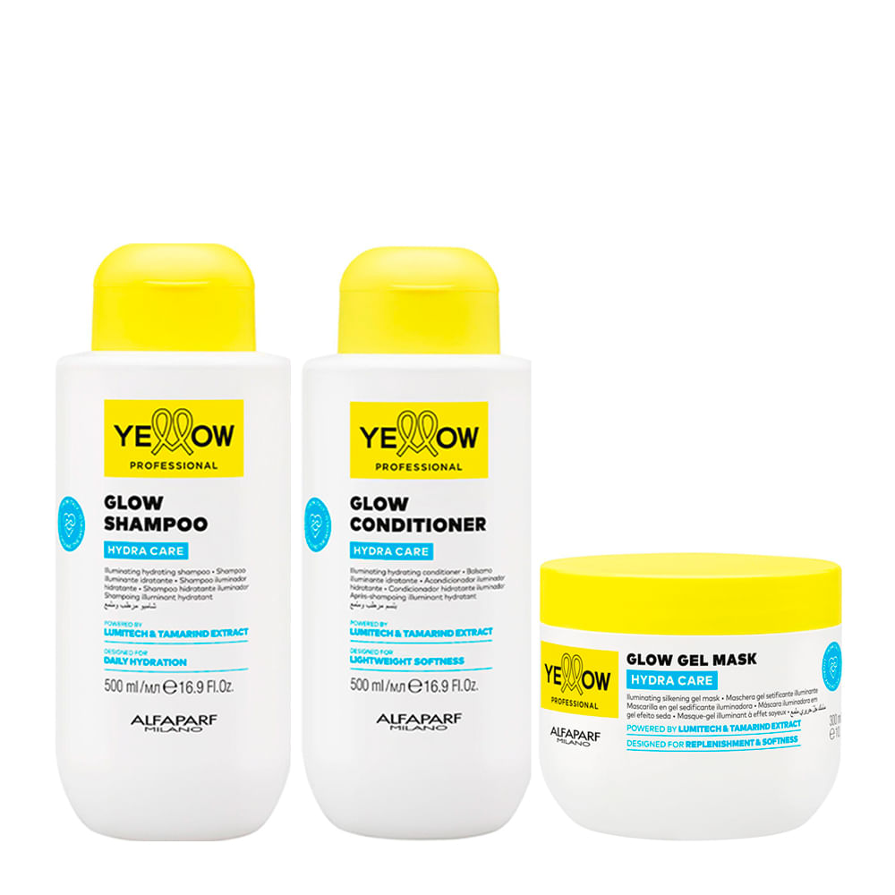 Kit Yellow Professional Hydra Care Shampoo 500ml + Condicionador 500ml + Gel Máscara 300ml