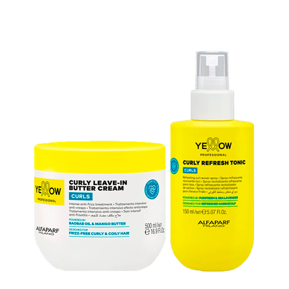 Kit Yellow Professional Curls Leave-in 500ml + Spray Revitalizador 150ml