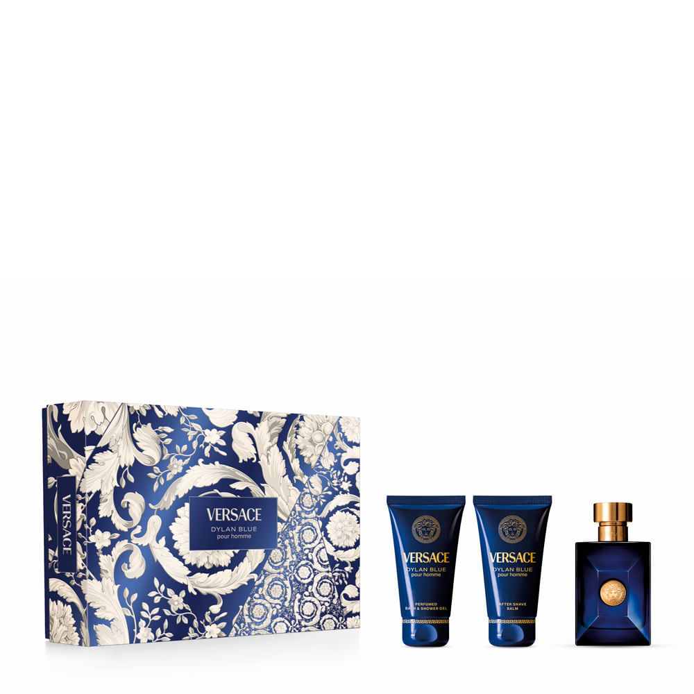 Kit Perfume Versace Dylan Blue Pour Homme Eau de Toilette Masculino 50ml + Gel de Banho 50ml + Loção 50ml