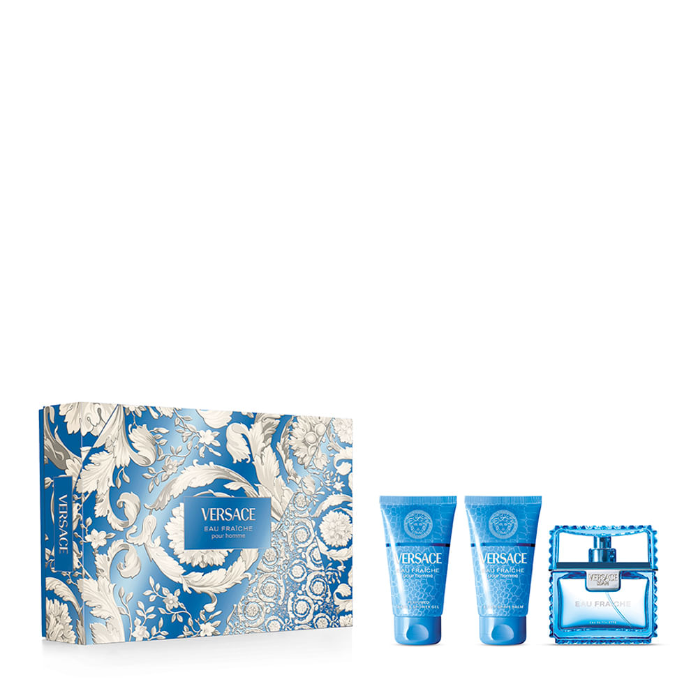 Kit Perfume Versace Man Eau Fraîche Eau de Toilette Masculino 50ml + Gel de Banho 50ml + Loção 50ml
