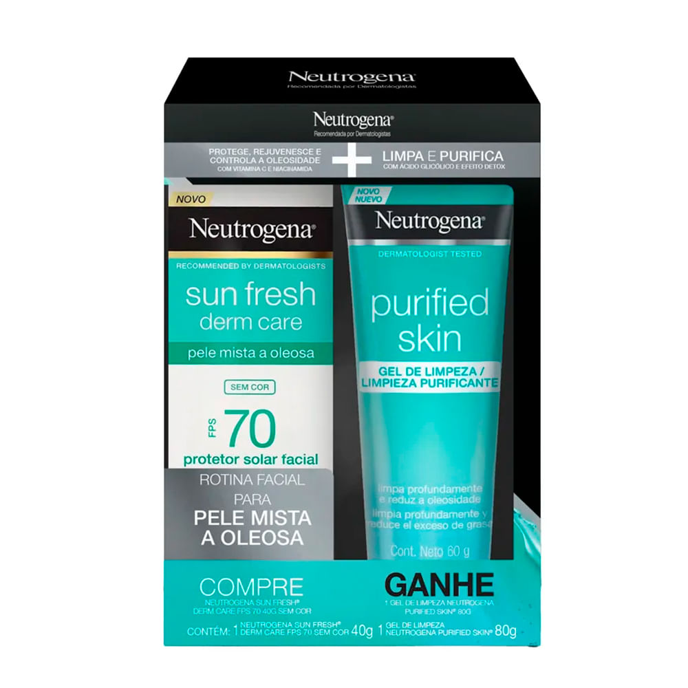 Kit Neutrogena Sun Fresh Protetor FPS70 40g + Gel de Limpeza 60g