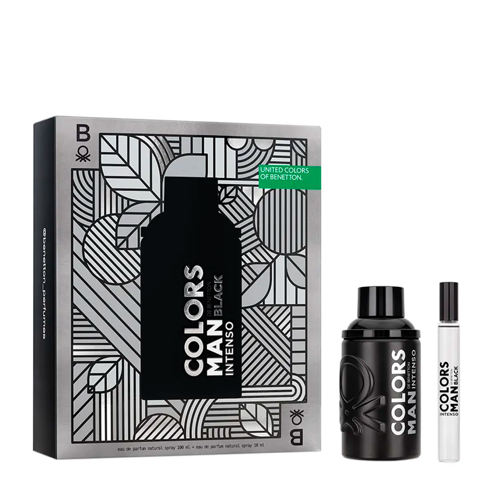 Kit Perfume United Colors of Benetton Man Black Intenso Masculino - Eau de Parfum 100ml + Miniatura 10ml