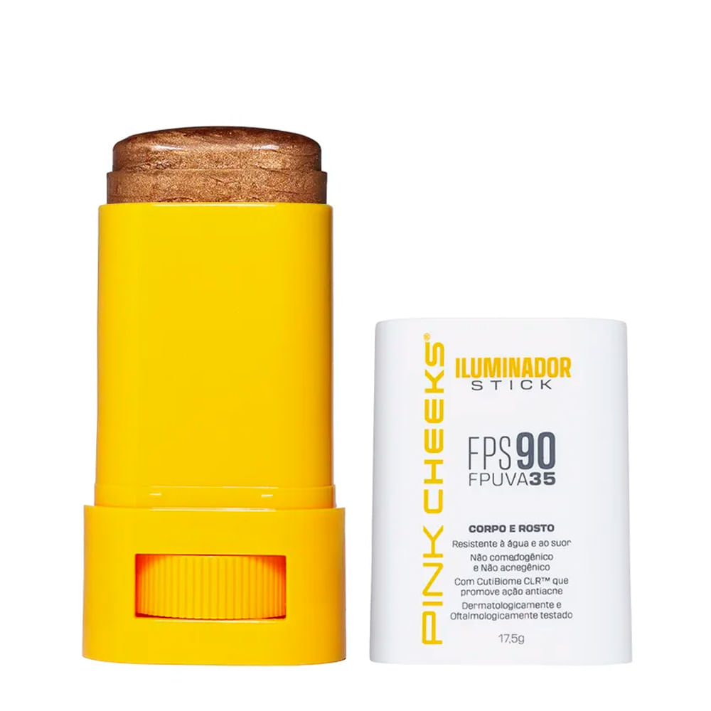 Iluminador Multifuncional Facial e Corporal com Proteção Solar Pink Cheeks Glow Fps 90 Fpuva 35 Bronze 17,5g