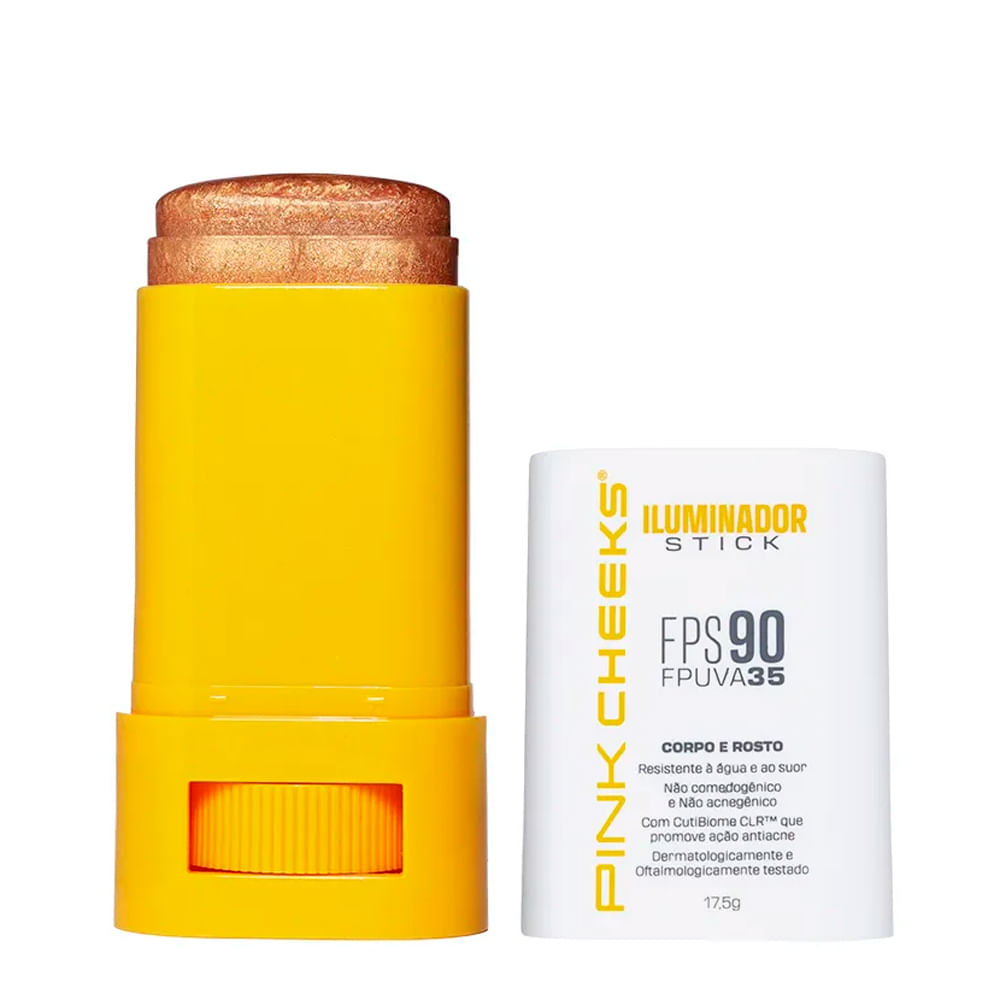 Iluminador Multifuncional Corporal e Facial com Proteção Solar Pink Cheeks FPS 90 FPUVA 35 Gold 17,5g