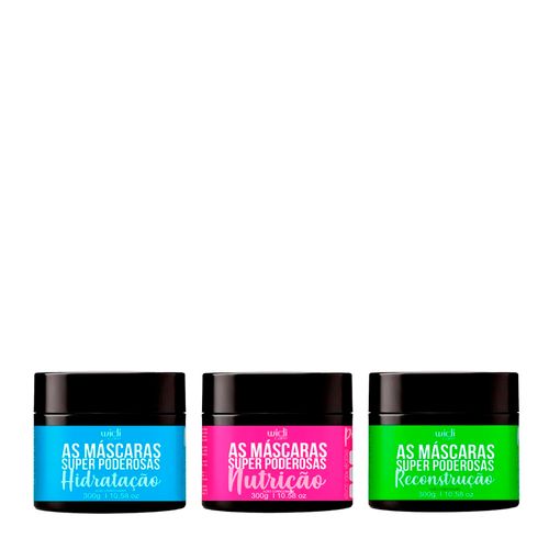 Kit Widi Care as Máscaras Super Poderosas Máscara Hidratação 300g + Máscara Nutrição 300g + Máscara Reconstrução 300g