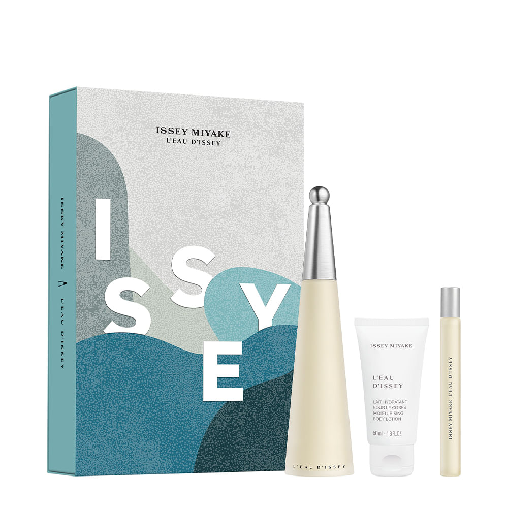 Kit Perfume Issey Miyake L'Eau d'Issey Feminino Eau de Toilette 100ml + Loção Corporal 50ml + Eau de Toilette 10ml Kit