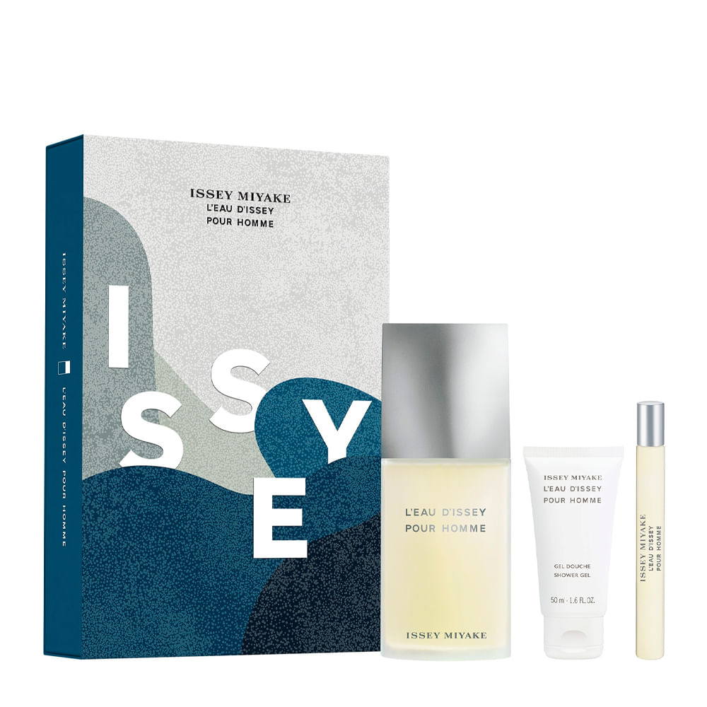 Kit Perfume Issey Miyake L’Eau d’Issey Eau de Toilette Masculino 125ml + Gel de Banho 50ml + Eau de Toilette 10ml Kit
