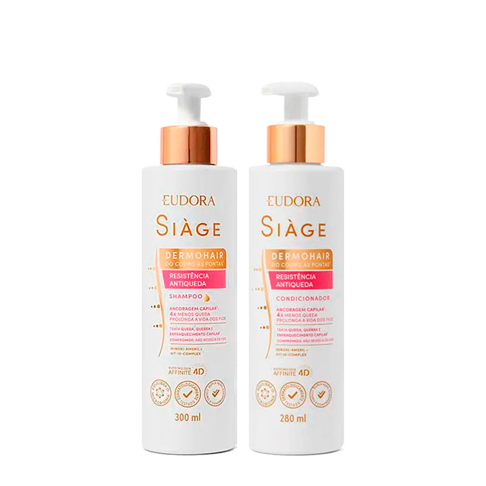 Kit Eudora Siàge Resistência Antiqueda Shampoo 300ml + Condicionador 280ml Kit