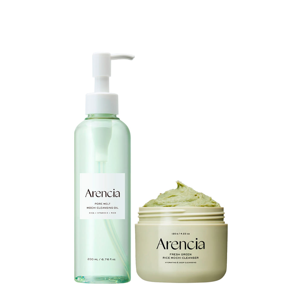 Kit Arencia Purificante - Máscara de Limpeza Facial Rice Mochi Green 120g + Óleo de Limpeza Facial Pore Melt Mochi 200ml