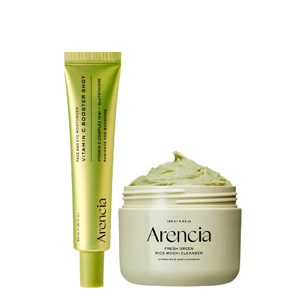 Kit Arencia Facial Detox - Máscara de Limpeza Rice Mochi Green 120g + Sérum Booster Shot Vitamin C 30ml